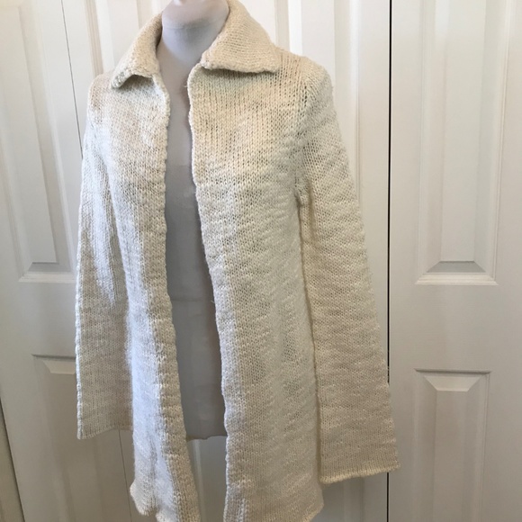 Express Cream Cardigan Duster Sweater Open Front - Picture 4 of 7
